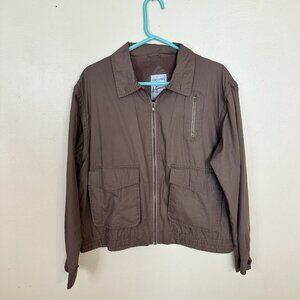 Vtg Fog Cutter Mens Zip Up Brown Jacket Large Lightweight Bomber San Francisco